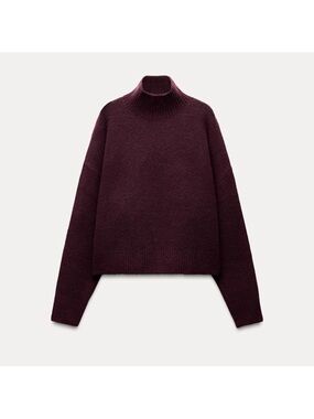Zara Burgundy Mock Neck Sweater